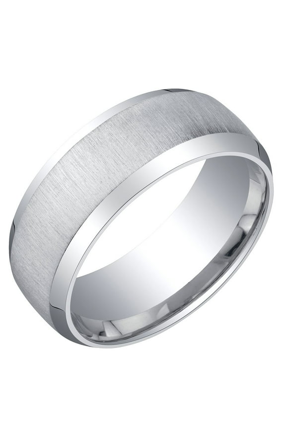 Men's 8mm Solid 925 Sterling Silver Wedding Ring Band, Beveled Edge, Brushed Matte, Comfort Fit 10