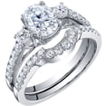 thumbnail image 1 of PEORA Moissanite Oval Cut Engagement Ring and Wedding Band Bridal Set in Sterling Silver, 1.50 Carat Center, DE Color, VVS Clarity, Size 7, 1 of 4