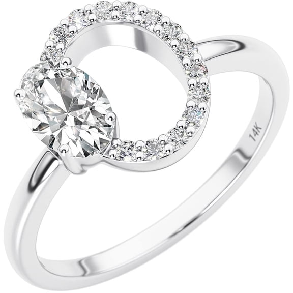 PEORA Open Oval Lab Grown Diamond Ring in 14K White Gold, 0.50 Carat total, E-F Color, VS Clarity, Size 8