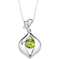 thumbnail image 1 of PEORA Peridot Ribboned Pendant Necklace for Women Sterling Silver, Natural Gemstone Solitaire, 1 Carat Round Shape 6mm, with 18 inch Italian Chain, 1 of 3
