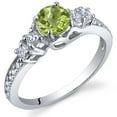 thumbnail image 1 of PEORA Peridot Solstice Ring for Women 925 Sterling Silver, Natural Gemstone Birthstone, 0.50 Carat Round Shape, Comfort Fit, Size 7, Natural Peridot Jewelry, August Birthstone Rings for Women, 1 of 4