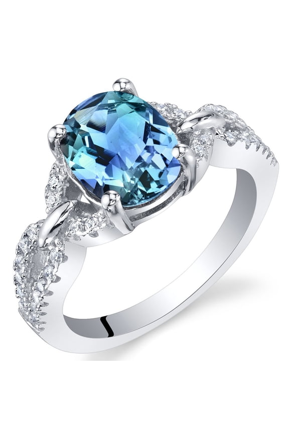 Simulated Alexandrite Forever Ring for Women 925 Sterling Silver, Color Change 2.50 Carats Oval Shape 9x7mm, Size 8, w/Jewelry Box, Sparkling Color Change Alexandrite Jewelry
