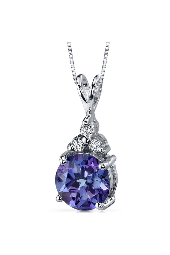Simulated Alexandrite Pendant Necklace for Women 925 Sterling Silver, Color-Changing 2.50 Carats Round Shape 8mm, with 18 inch Chain