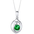 thumbnail image 1 of PEORA Simulated Emerald Pendant Necklace for Women Sterling Silver, Sphere Solitaire Round Shape 0.75 Carat 6mm, with 18 inch Italian Chain, 1 of 3