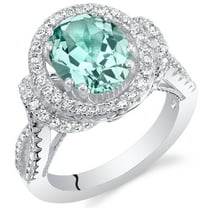 PEORA Simulated Paraiba Tourmaline Ring for Women 925 Sterling Silver, Large 3 Carats Oval Shape 10x8mm, Size 7