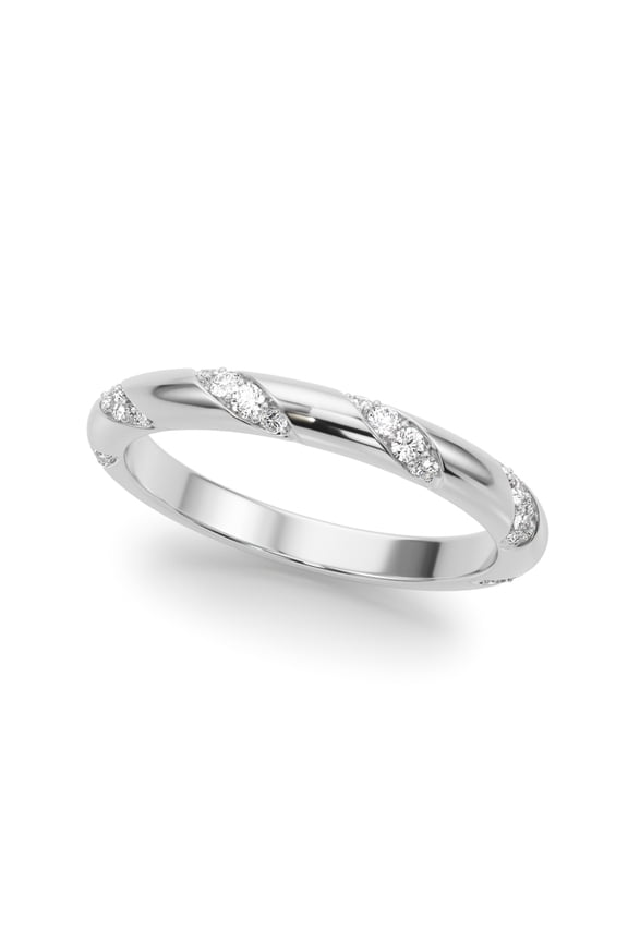 Solid 18K White Gold Stacking Ring , 0.20 Ct Lab Grown Diamond for Women , 1.2mm Round Cut Promise, Engagement or Anniversary Ring, Jewelry Gift, w/Jewelry Box