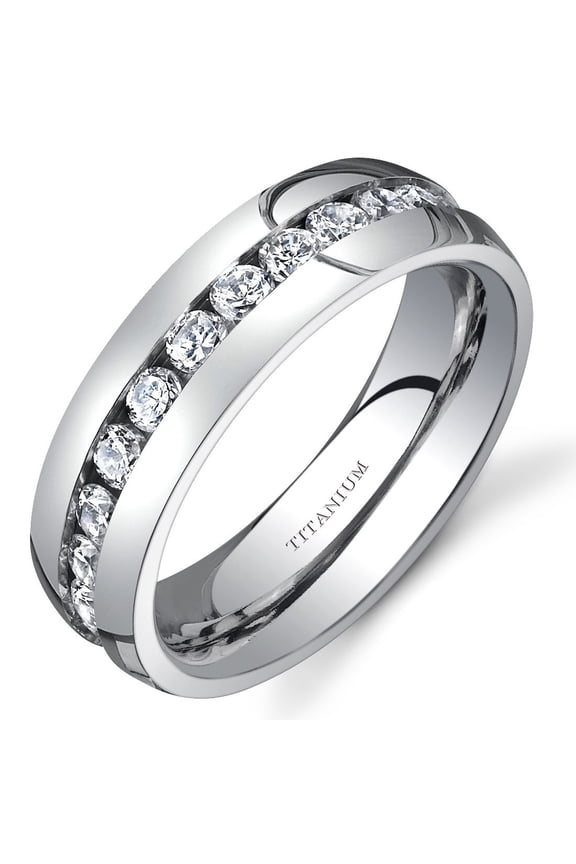 Titanium Womens 6 mm Eternity Band with Cubic Zirconia Size 5.5