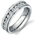 thumbnail image 1 of PEORA Women's Titanium Eternity Ring, Cubic Zirconia Wedding Anniversary Band, Custom Notched Design, 6mm, Size 6.5, 1 of 2