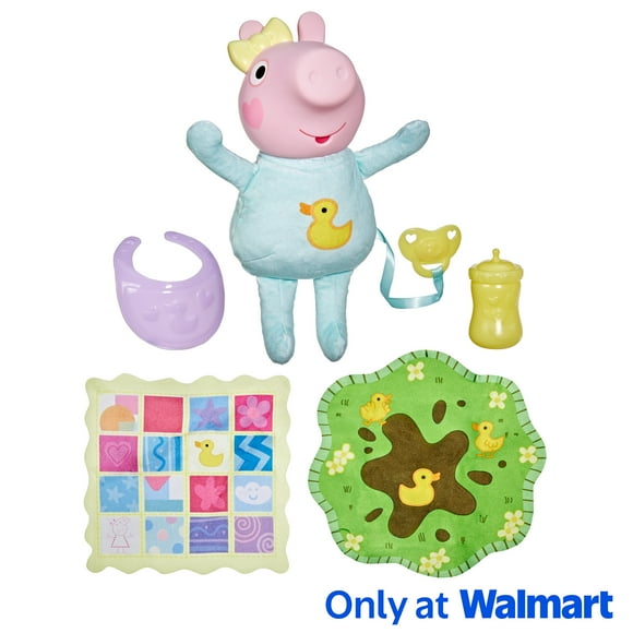 Peppa Pig Toys Oinks + Snuggles Baby Evie Interactive Baby Doll with Accessories, 20+ Sounds, 3+