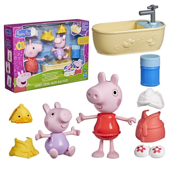 Peppa Pig Toys Peppa's Bubble Bath Playset, Includes Bubble Solution, Preschool Toys, 3+