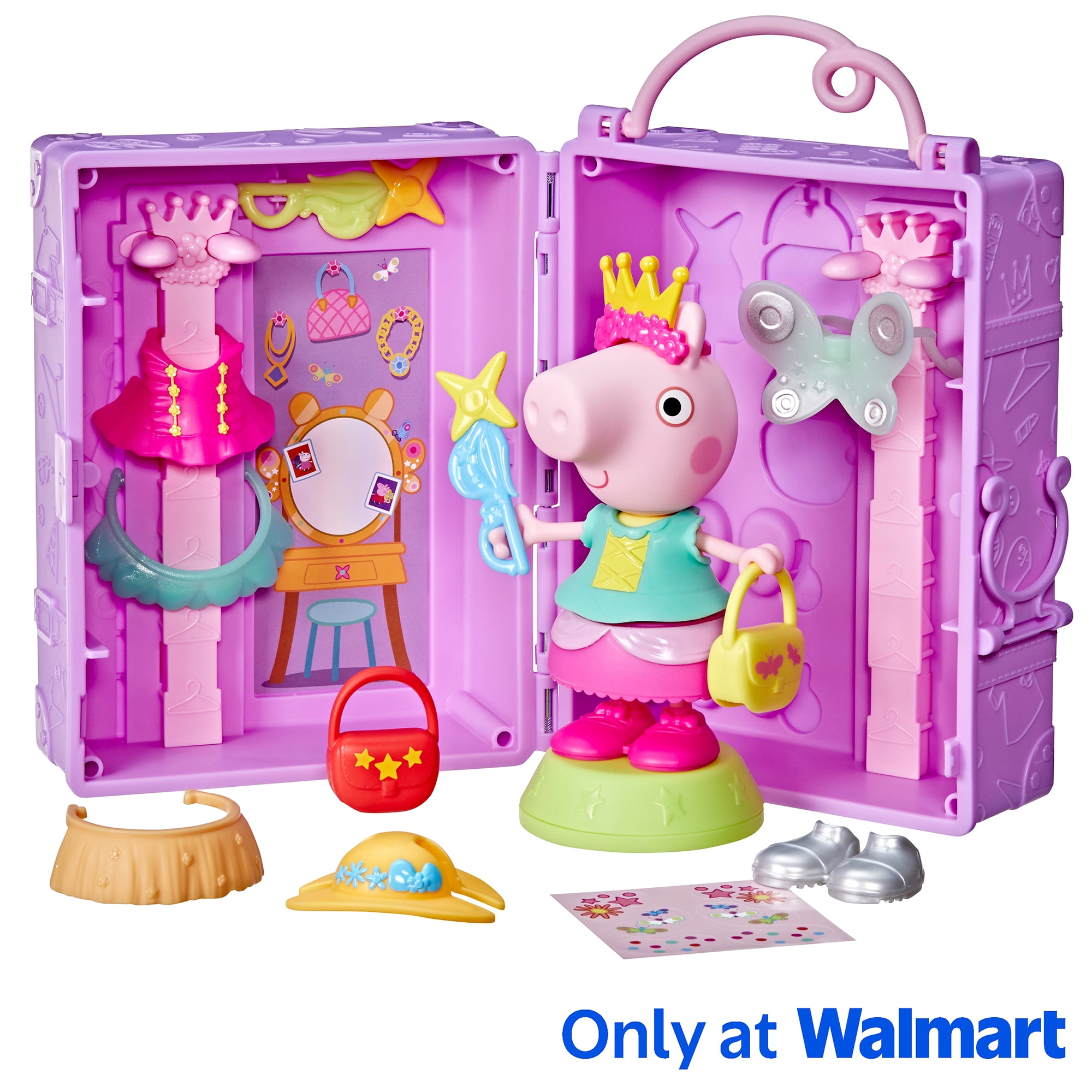 Peppa Pig Peppa's Dress-Up Wardrobe Playset, 6" Doll, 14 Accessories, Preschool Toys