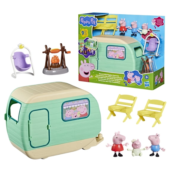 Peppa Pig Toys Three Little Piggies Caravan Playset with 3 Peppa Pig Figures, 3+