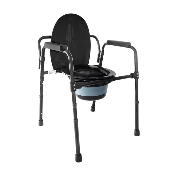 PEPE - 3 in 1 Bedside Commodes for Seniors (Not Returnable), Handicap Toilet Seat with Handles, Adult Potty Chair for Elderly Bucket - Black