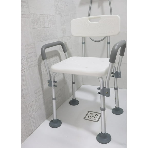 PEPE- Shower Chair for Elderly and Disabled, Shower Chair with Arms for Inside Shower, White Shower Chair
