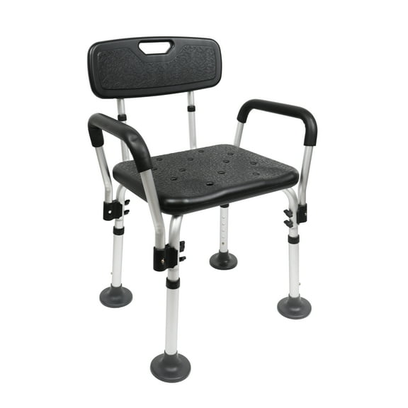 PEPE - Shower Chair for Inside Shower with Arms, Adjustable Shower Seats for Elderly, Free Assembly - Black