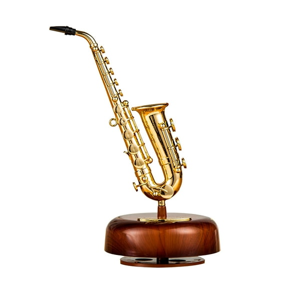 PEPISKY Saxophone Music Box Classical Wind Up Musicbox Twirling Music Box Rotating Base Woodwind Instrument