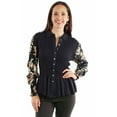 thumbnail image 1 of Scully HC911-NAV-M Womens Smocked Peplum 100 Percent Rayon Long Sleeve Blouse, Navy - Medium, 1 of 2