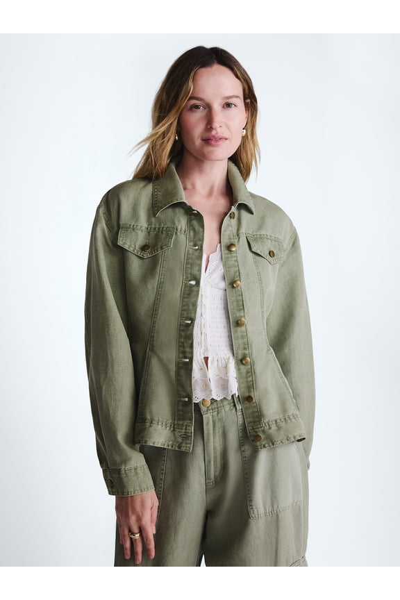 Women's Peplum Trucker Jacket, Sizes XS-XXL