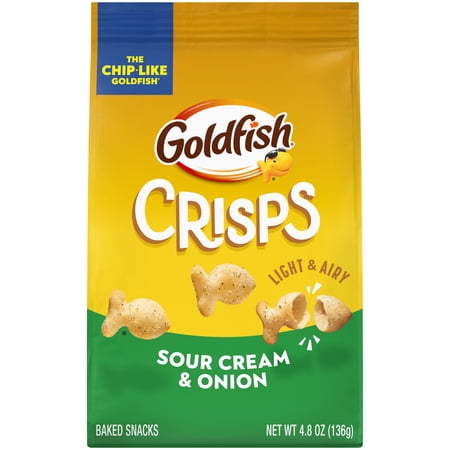 Goldfish Crisps Sour Cream & Onion Baked Chip Crackers, 4.8 Oz Bag