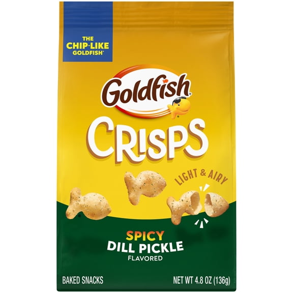 Goldfish Crisps Spicy Dill Pickle Baked Chip Crackers, 4.8 Oz Bag