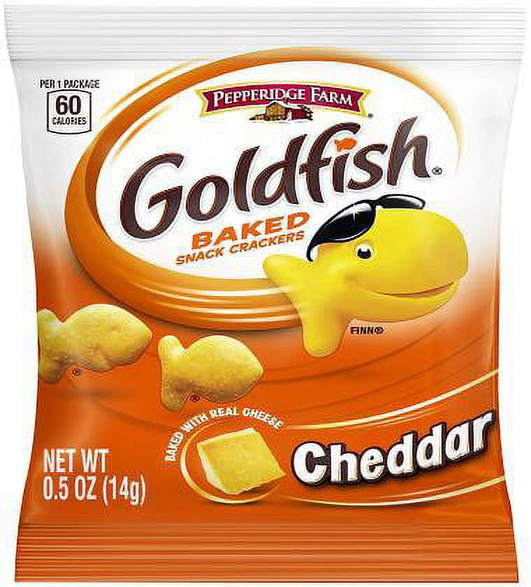 PEPPERIDGE FARM Goldfish Snack Crackers, Cheddar Cheese, 0.5-Ounce Single Serve Packages (Pack of 100)