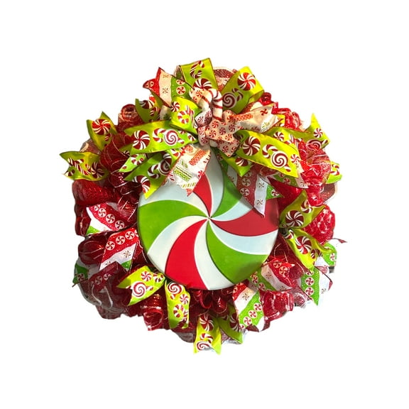 PEPPERMINT CANDY WREATH, CHRISTMAS DCOR, CANDY WREATH
