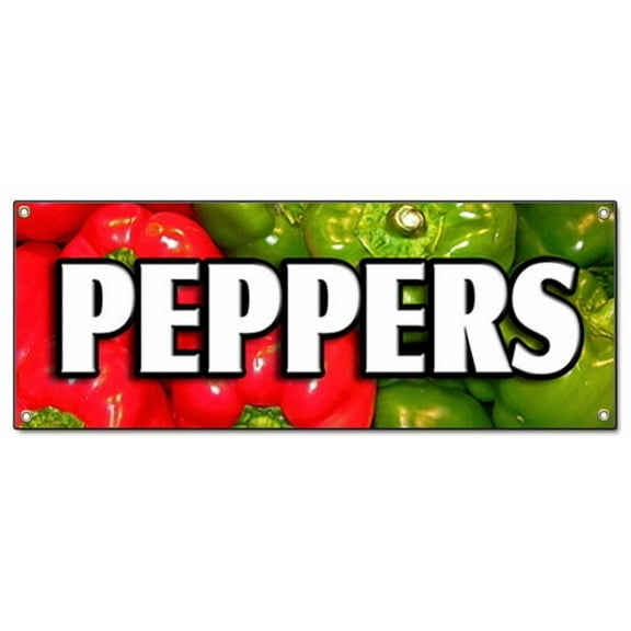 PEPPERS BANNER SIGN hot sweet jalapeno produce