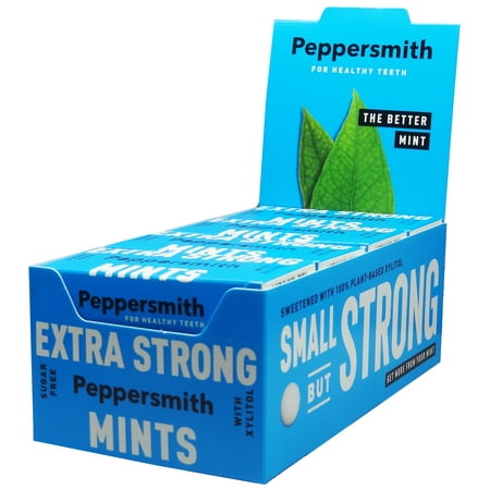 PEPPERSMITH EXTRA STRONG EUCALYPTUS XYLITOL MINTS - 12 X 15G POCKET PACKS