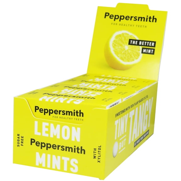 PEPPERSMITH SICILIAN LEMON FLAVOUR XYLITOL MINTS - 12 X 15G POCKET PACKS