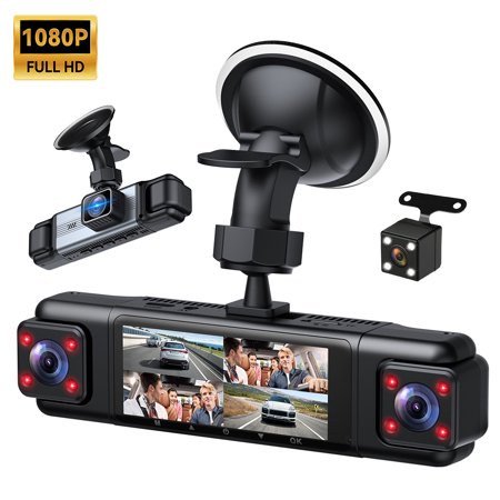 PEPWELL 360° All-Sides 4 Channel Dash Cam, 1080P Full HD, 3.16” Touch Screen, 24/7 Parking Mode, F1.8 WDR IR Night Vision, G-Sensor & Loop Recording for Family/Fleet Cars