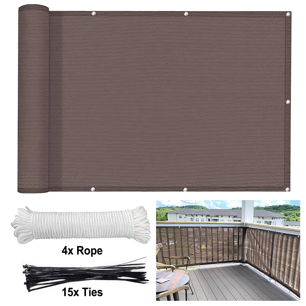 Privacy Rope PEPWELL 3x15ft Balcony Privacy Screen Fence, HDPE UV-Resistant Outdoor ...