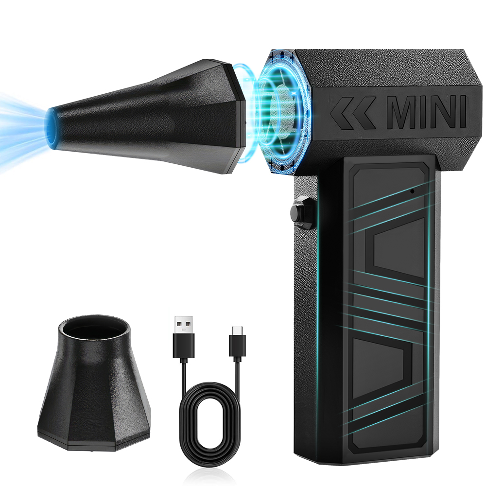PEPWELL Compressed Air Duster-130000RPM Super Power Electric Air Duster, 4-Gear Adjustable Mini Blower with Fast Charging, Dust Blower for Computer, Keyboard, House, Outdoor and Car with 2 Nozzles
