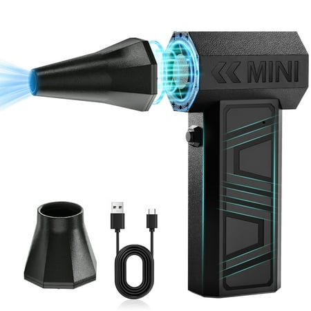 PEPWELL Compressed Air Duster-130000RPM Super Power Electric Air Duster, 4-Gear Adjustable Mini Blower with Fast Charging, Dust Blower for Computer, Keyboard, House, Outdoor and Car with 2 Nozzles