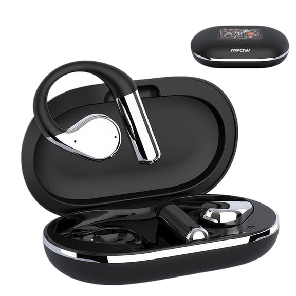 PEPWELL OWS Non-In-Ear Sports Earbuds Bluetooth 5.4 - 14.2mm Titanium Driver, HiFi Heavy Bass, 60H Total Battery + Fast Charge, Color Screen Case & Secure Earhook