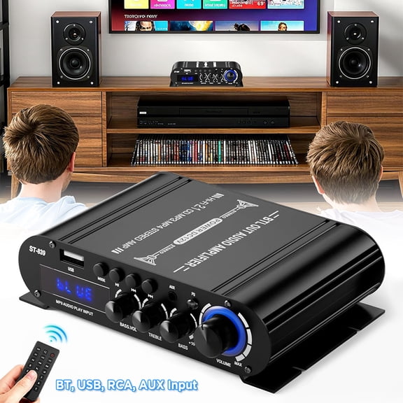 PEPWELL ST839 2.1CH HiFi Bluetooth Audio Amplifier - 100W Max Power, 30W2+40W Subwoofer Output, Bluetooth 5.0, USB/RCA/AUX Input, 12V Mini Amp for Car Truck Home Stereo