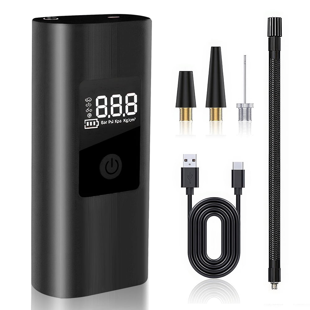PEPWELL Tire Inflator Portable Air Compressor, 150PSI Portable Air Pump for Car Tires, Electric Bike Tire Pump with Digital Pressure Gauge for Car, Bike, Motorcycle and Ball