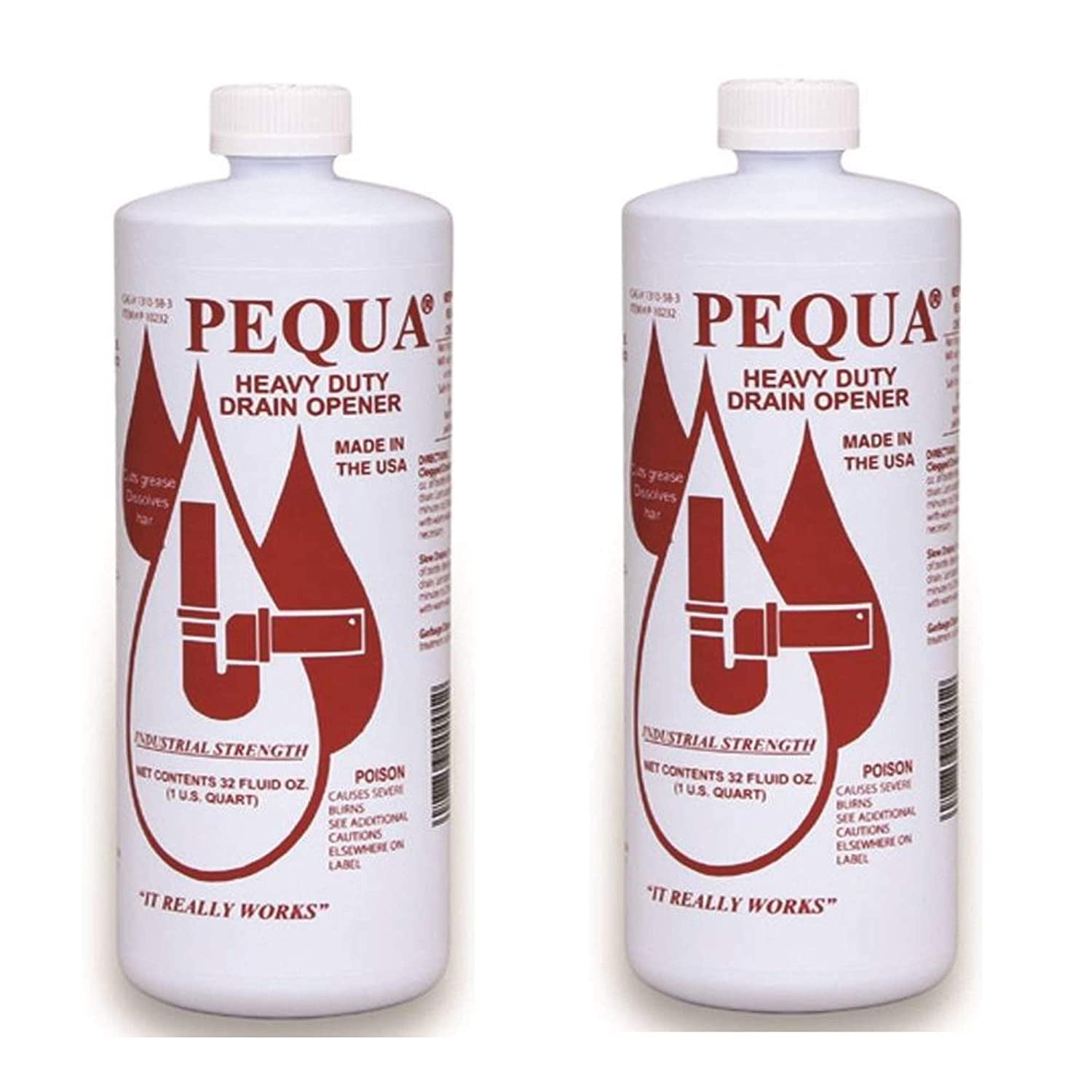 PEQUA Heavy Duty Drain Opener, 32OZ, (Pack of 2)