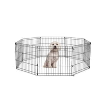 PEQULTI 24" Metal Dog Playpen 8-Panel (24" x 24") Foldable Pet Fence No Door for Indoor & Outdoor Use