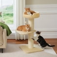thumbnail image 1 of PEQULTI 36" Large Cat Scratching Post Tall Cat Scratcher for Indoor Pet  with Flower Perch Beige, 1 of 9