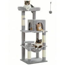 PEQULTI 45.7" Cat Tree For Indoor Cats, 5-Level Cat Tower For Large Cats With Metal Frame Large Hammock (17.3"X15.3"),Cat Condo With (18.5"X13") Big Top Perch & 4 Sisal Covered Scratching Post