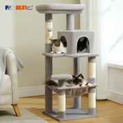 PEQULTI 45.7" Cat Tree Multilevel Cat Tower for Indoor Cats with Condo and Hommock, Light Gray