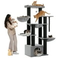 thumbnail image 1 of PEQULTI 67" Maine Coon Cat Tree Large Cat Tower for Indoor Cats with 8 Thick Scratching Post Black, 1 of 7
