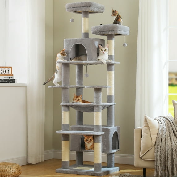 PEQULTI 81"Extra Large Cat Tree for Indoor Cat Tall Cat Tower with 7 scracthing posts Gray
