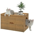 thumbnail image 1 of PEQULTI Rattan Cat Litter Box Enclosure Pet House with Taller Doorway for Large Cats Indoor Beige, 1 of 13
