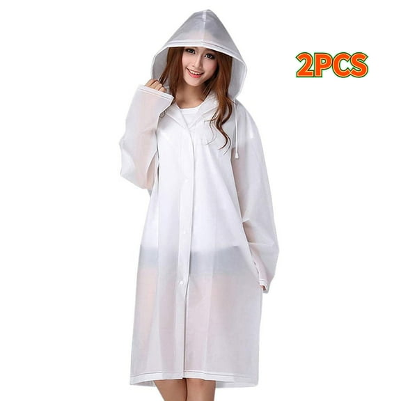 PERCEN Hood Drawstring Rain Poncho EVA, (Adult) 2 Pieces