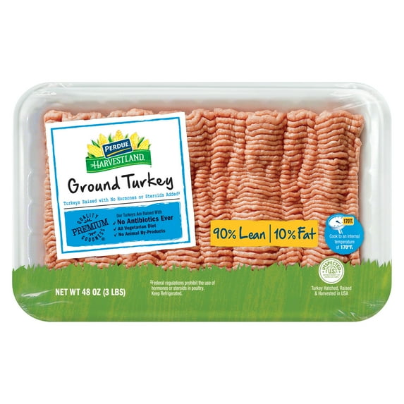 PERDUE® HARVESTLAND® Fresh Ground Turkey, 90% Lean 10% Fat, 3 lbs. Tray