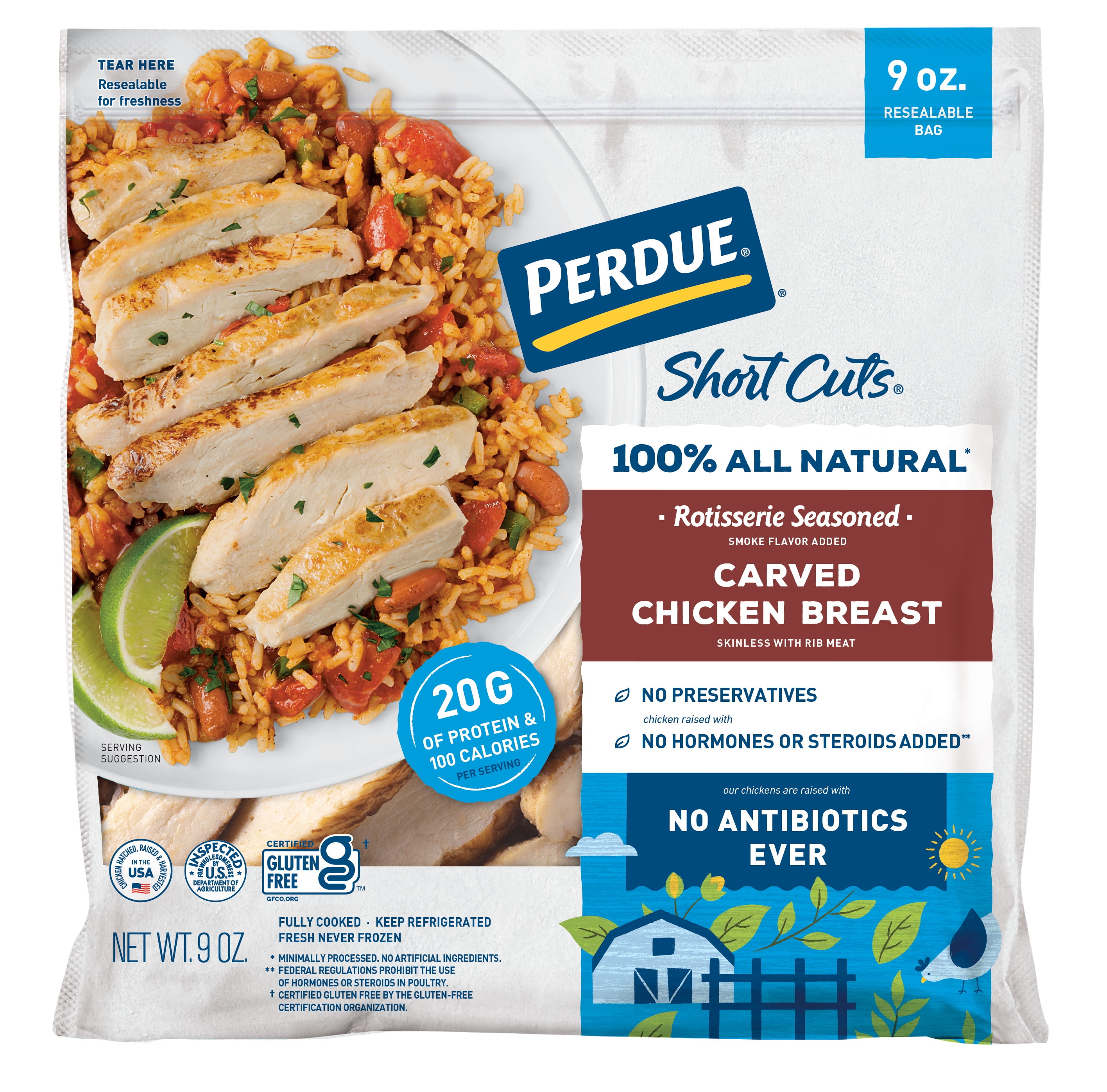 Perdue Short Cuts Fully Cooked Carved Chicken Breast Rotisserie Seasoned 9 Oz 