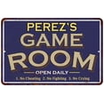 thumbnail image 1 of PEREZ'S Blue Game Room Sign Metal 8 x 12 Matte Finish Metal 108120002353, 1 of 1