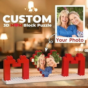 PERFAMAX Personalized Custom Photo MOM Building Brick Puzzle, Birthday and Mothers Day Gift for Mom