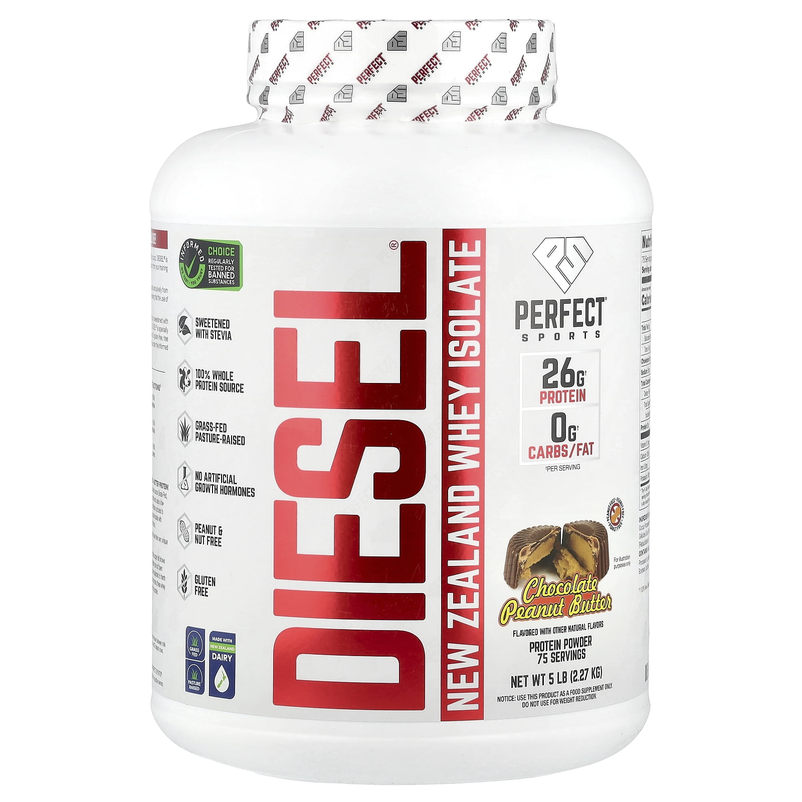 PERFECT Sports Diesel®, New Zealand Whey Isolate, Chocolate Peanut Butter, 5 lbs (2.27 kg)